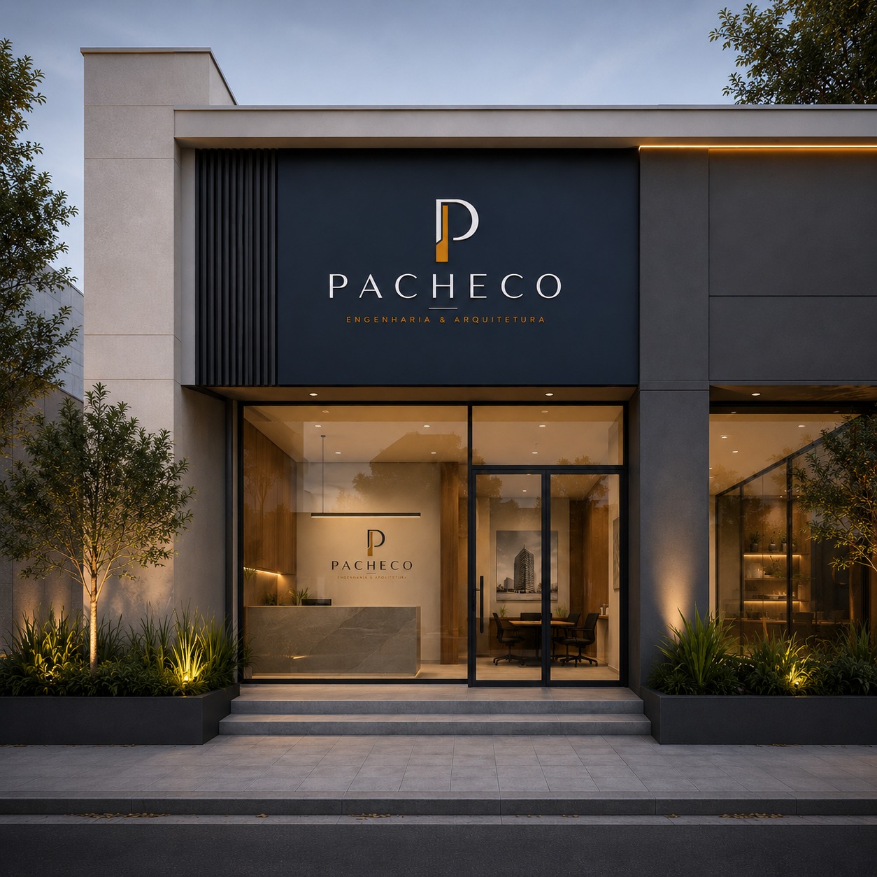Fachada com identidade visual Pacheco Engenharia