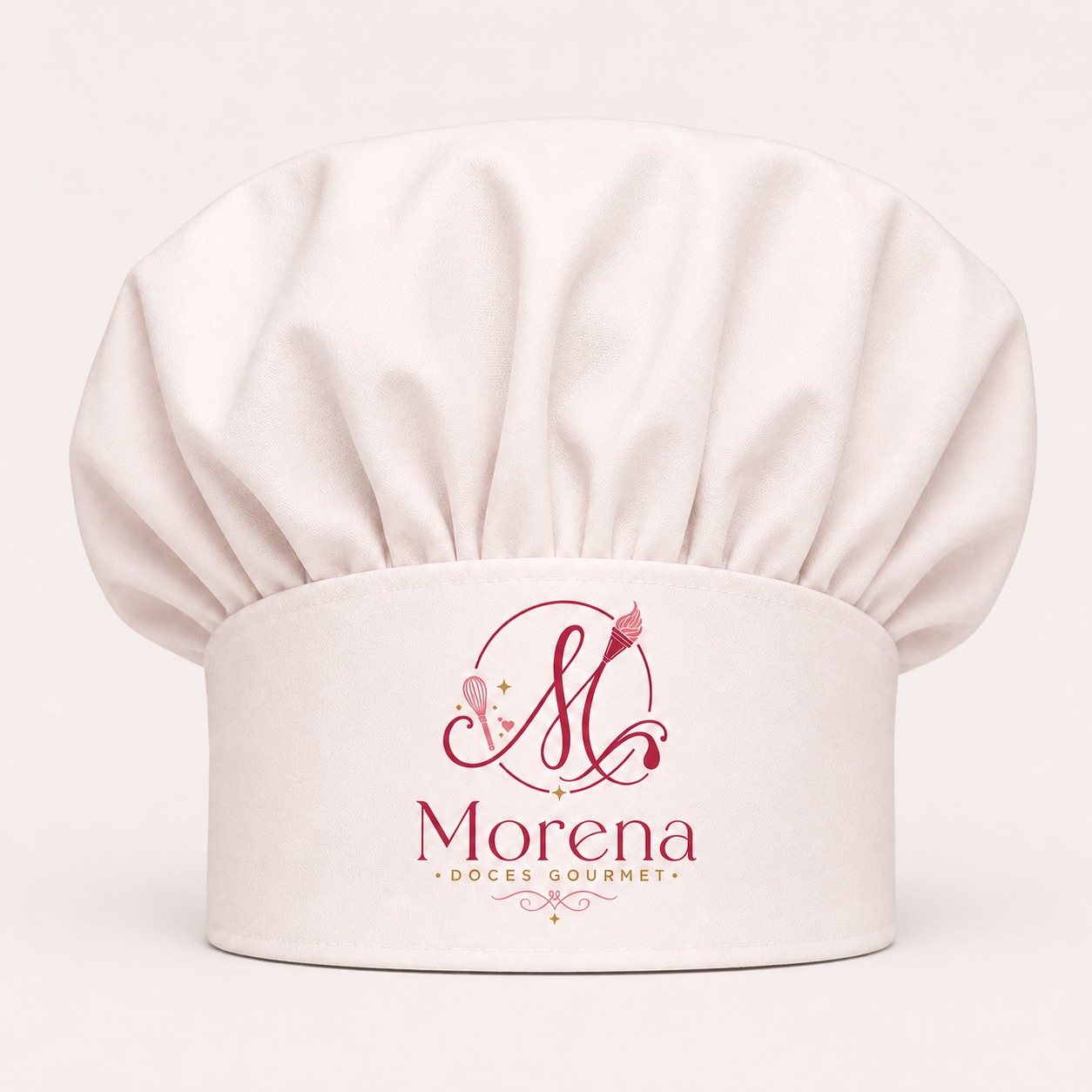 Chapéu de chef com logo Morena Doces Gourmet